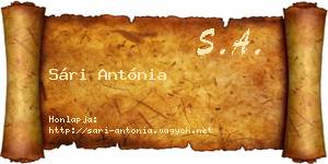 Sári Antónia névjegykártya